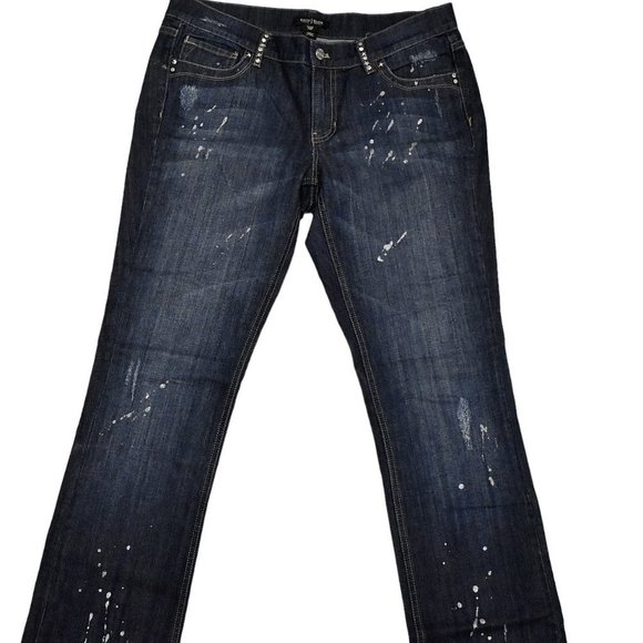 WHBM "Superstar"Distressed/Paint Splattered Straight Leg Stretch Jeans - Picture 2 of 8